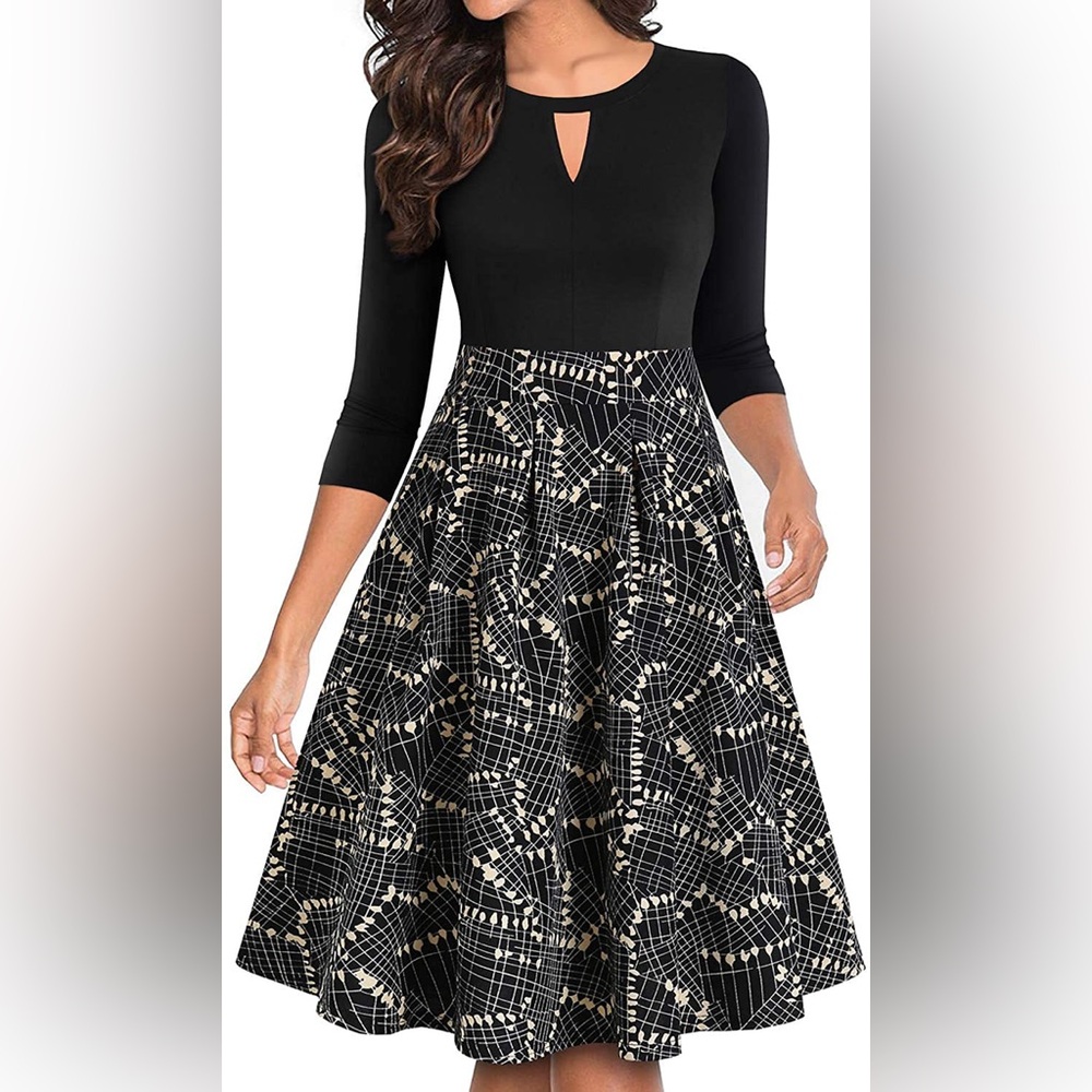 YATHON Women's Flared A-Line Swing Casual Party Dresses with Pockets